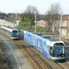 Trams passing at Basford, Nottingham