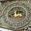 Derby's emblem, the 'Buck in the Park' on the old railway bridge, Friar Gate, Derby