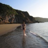 First on the sand - early morning on Little Perhaver Beach, next to Gorran Haven (looking north)