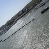 Moving pontoons to allow for dredging on the river Arun Littlehampton.