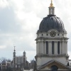 The Royal Observatory at Greenwich and  a dome of The Royal Naval College from The Isle of Dogs