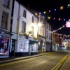 A winter night in the High Street, Kington, Herefordshire.