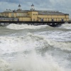 Hastings pier, East Sussex, in a southerly gale.
