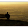 View from Cleeve Hill, Gloucestershire, at sunset, looking across Bishops Cleeve & beyond