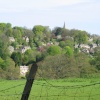 The beautiful village of Bisley from a distance. In the Cotswolds