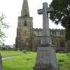 St Mary's Church, Crich, Derbyshire and the War Memorial.