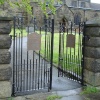 The main gates to St Mary's Church, Crich, Derbyshire form a World War II memorial.