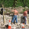 Repairing stone wall, Bisley, Gloucestershire, Cotswolds.