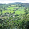 looking down on the pretty village of Dalwood, Devon.