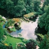 View from tower of Warwick castle on the River Avon and near by park.