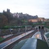 The view towards Edinburgh Castle, from Waverley Station