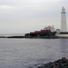 St Marys Lighthouse on the coast above Whitley bay in Northumberland