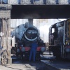 A locomotive being prepared for a run on the Great Central Railway at Loughborough, Leicestershire.