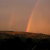 Rainbows above Ilkley Moor viewed from Utley, Keighley, West Yorkshire.