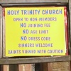 Notice board of Holy Trinity Church, Blackpool, taken August 2005
