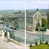 A view of the main shopping street in Hadfield in Derbyshire.