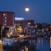 Brayford Pool, Lincoln, during a partial eclipse of the moon.