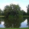 The lake and island of Althorp House near Northampton, Northamptonshire