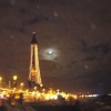 Long view of Blackpool Tower at night.