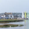 Mudeford Quay showing Lifeboat Station and dinghy park.