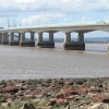 The New Severn Bridge and 'beach' at Severn Beach, Gloucestershire