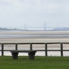 View of the Severn Bridges from Sharpness Docks, tide's gone! Gloucestershire