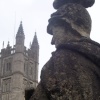 Roman statue overlooking the roman bath in Bath