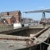 Concrete barge and draw bridge at Gloucester Dock, Gloucestershire