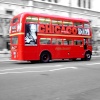 Routemaster bus travelling east along The Strand towards the City of London