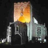 Debenham Church lit up in a late spring evening. Debenham, Suffolk.