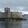 Castle Kismul in Castlebay with incoming ferry in backround