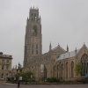An unspoiled view of St Botolph's church in Boston Early one Sunday Morning