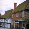 Street in Chilham, Kent, with timbered houses.