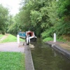 Staffordshire & Worcestershire Canal. August 2006. Entering the lock. Is it too narrow?