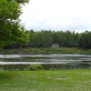 An ornamental temple across the lake at Clumber, Nottinghamshire.