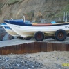 Inshore fishing (crab and Lobster)boats on the staithe at East Runton, Norfolk