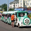 The road-train. The visitors easy get-around transport near the Pier Head in Bournemouth, Dorset
