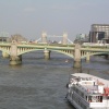 Looking down the Thames towards the Tower Bridge from the Millenium (Wibbly Wobbly)Bridge in London