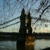 London River Thames, Hammersmith Bridge, early light on a winter's day