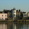 London River Thames, Strand on the Green, early light on a winter's day.