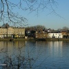 London River Thames, Strand on the Green, early light on a winter's day.