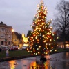 River Christmas tree in Bourton on the Water, Gloucestershire.