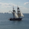 Yacht Royalist in Needles Passage, off Hurst Castle, Hampshire.