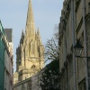 Oxford, St Mary The Virgin's spire towers over Oriel Lane.