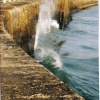 Waves breaking in Newhaven, East Sussex.
