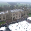 Ice skating at Warwick castle, viewed from the tower.