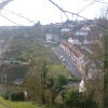 Beer, Devon - view from public gardens of beech and cottages