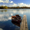 Hornsea Mere reflecting summer clouds