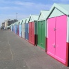 Colourful beach huts on the sea front at Hove, East Sussex