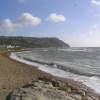 Ringstead Bay, Osmington Mills, near Weymouth, Dorset, on a windy October day.